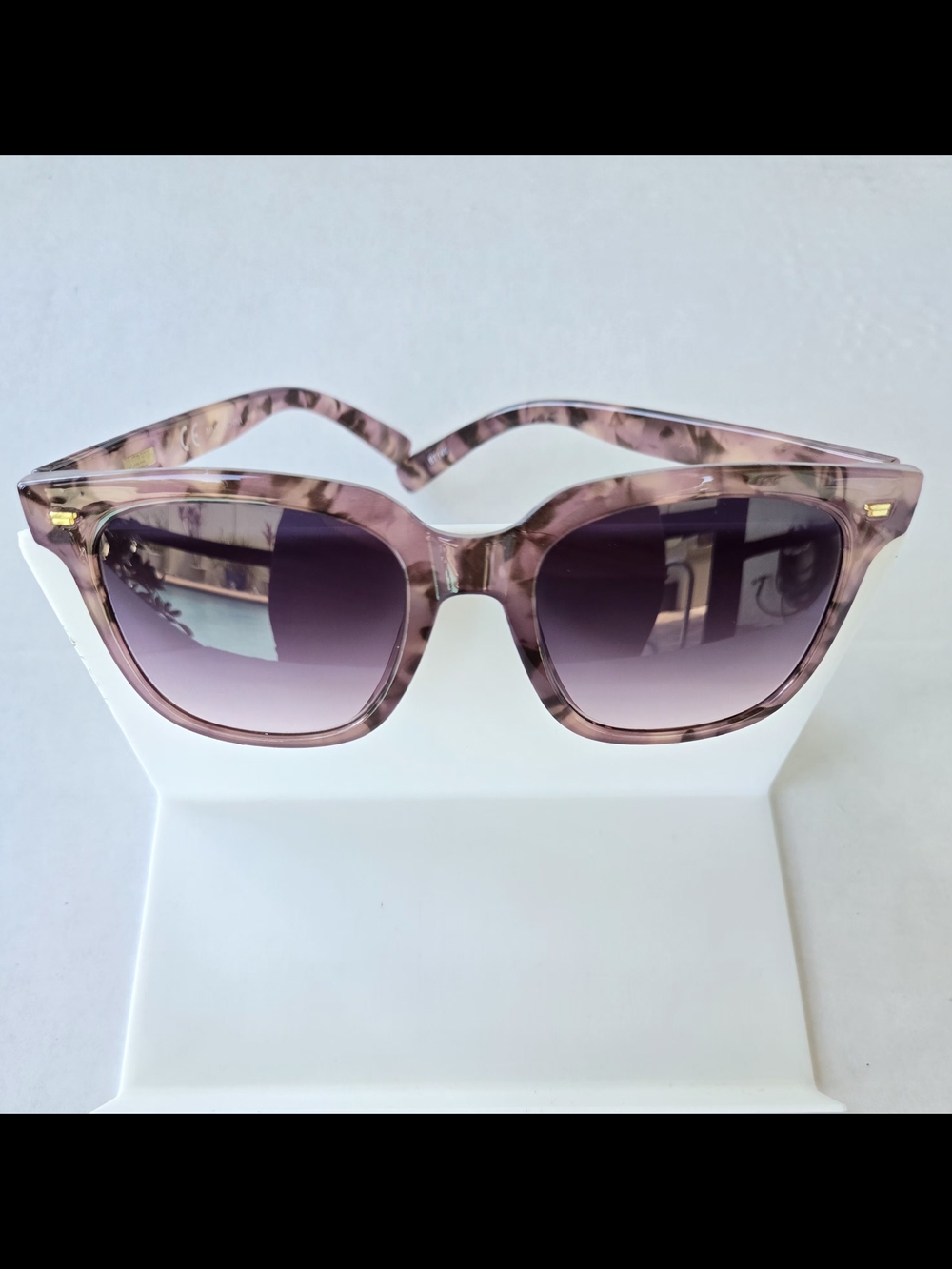 J.CREW Pink Square Tortoiseshell Oversized Sunglasses With Matching Pouch - Picture 3 of 6